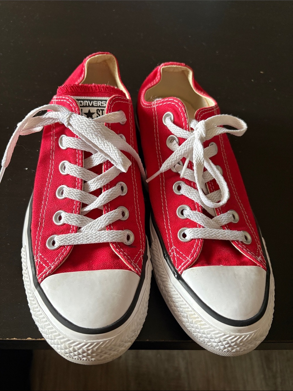 Converse Low Top Canvas Sneakers - Red & White